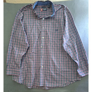 Chaps Ralph Lauren Shirt Men's Large Collared Plaid Long Sleeve Button Up